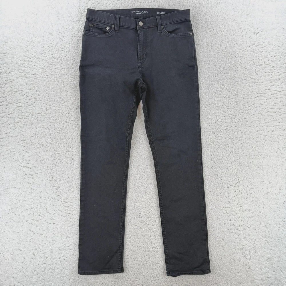 Banana Republic Slim Traveler Jeans Mens 32x32 Black Stretch Denim Pants 488420